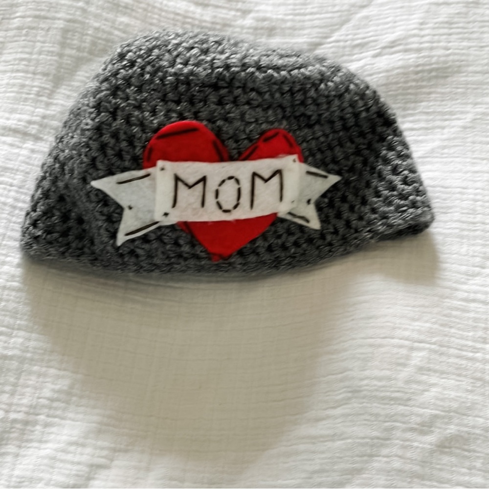 Crochet ‘Mom Tattoo’ Hat | Handmade | 3-6 Months